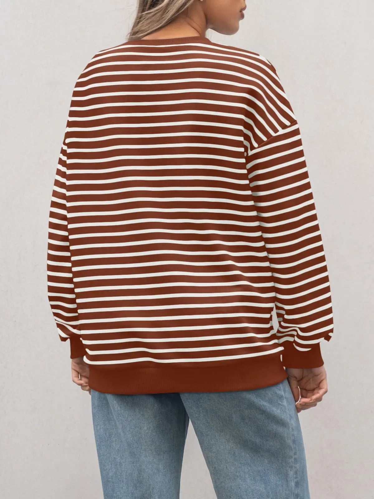 Casual Stripes Oversized Pullover Pullovers Sweatshirts | Chuzko.com