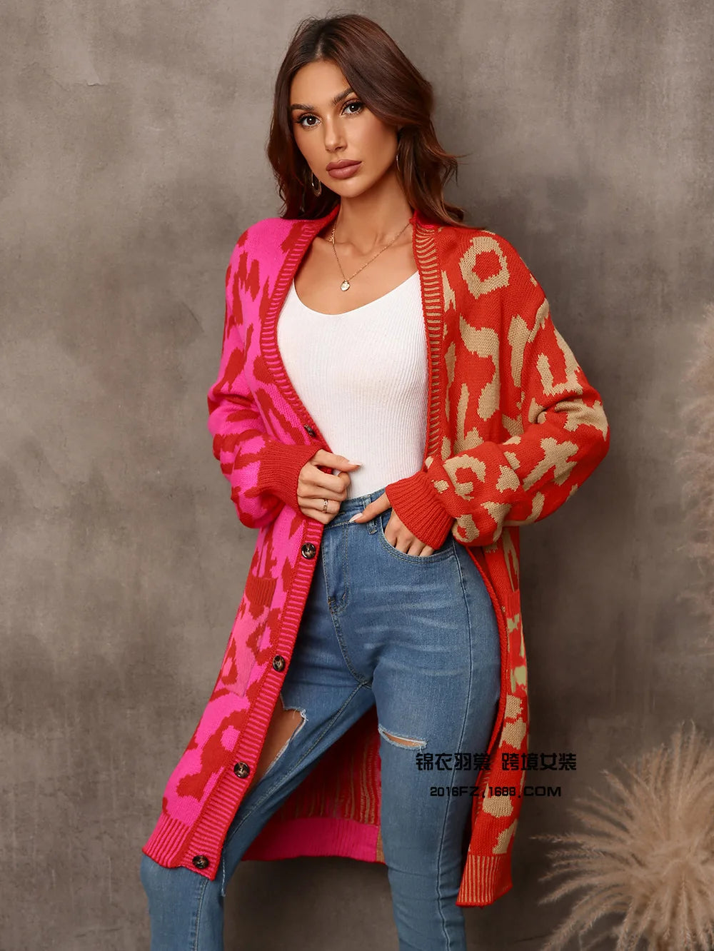 Chic Predator Print Cardigan Oversized Cardigans | Chuzko.com