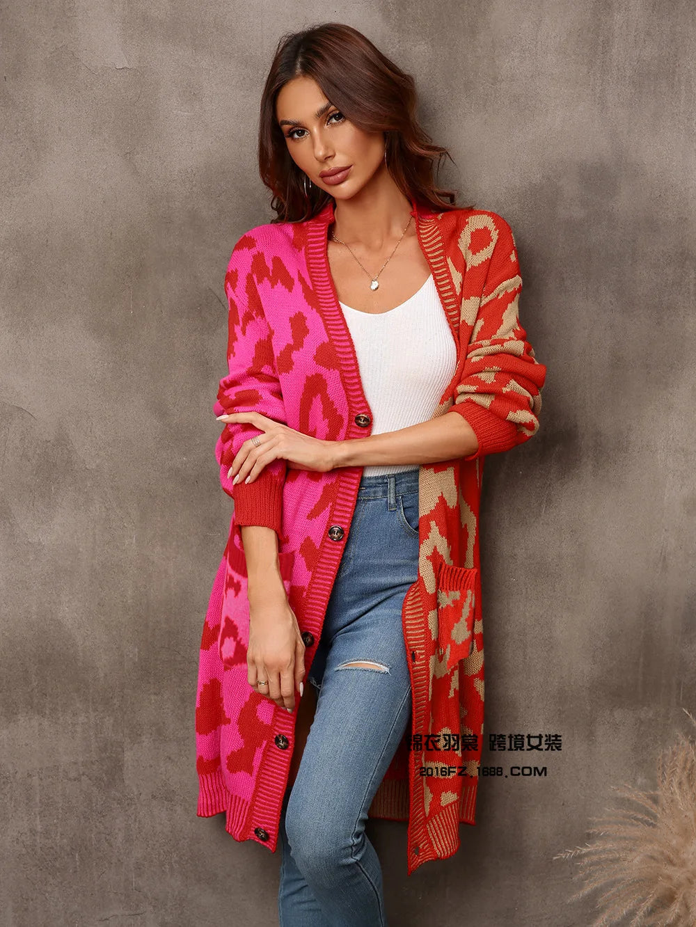 Chic Predator Print Cardigan Oversized Cardigans | Chuzko.com