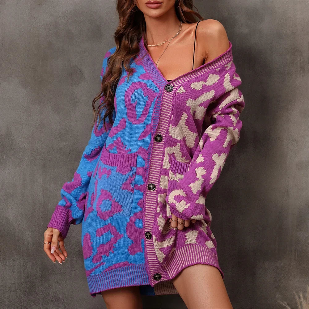 Chic Predator Print Cardigan Oversized Cardigans | Chuzko.com