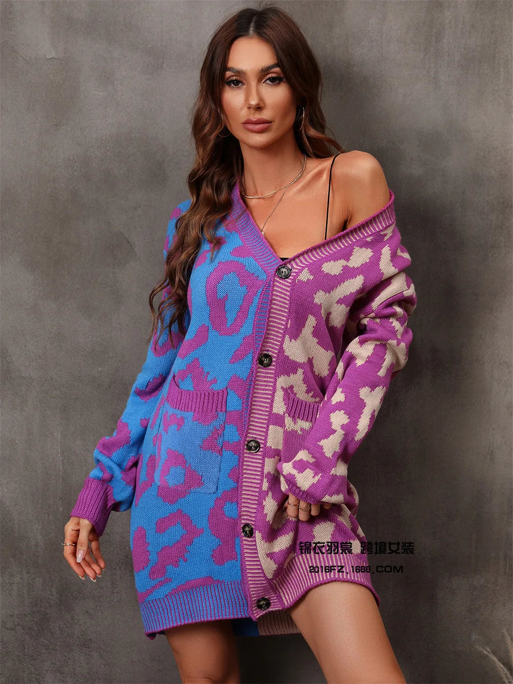 Chic Predator Print Cardigan Oversized Cardigans | Chuzko.com