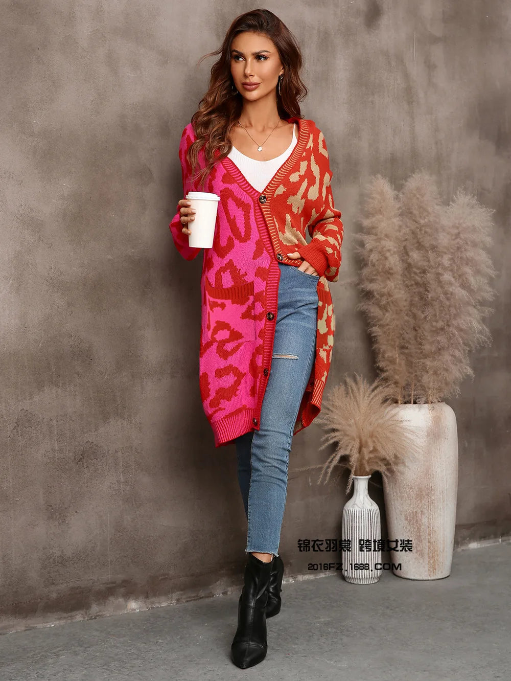 Chic Predator Print Cardigan Oversized Cardigans | Chuzko.com