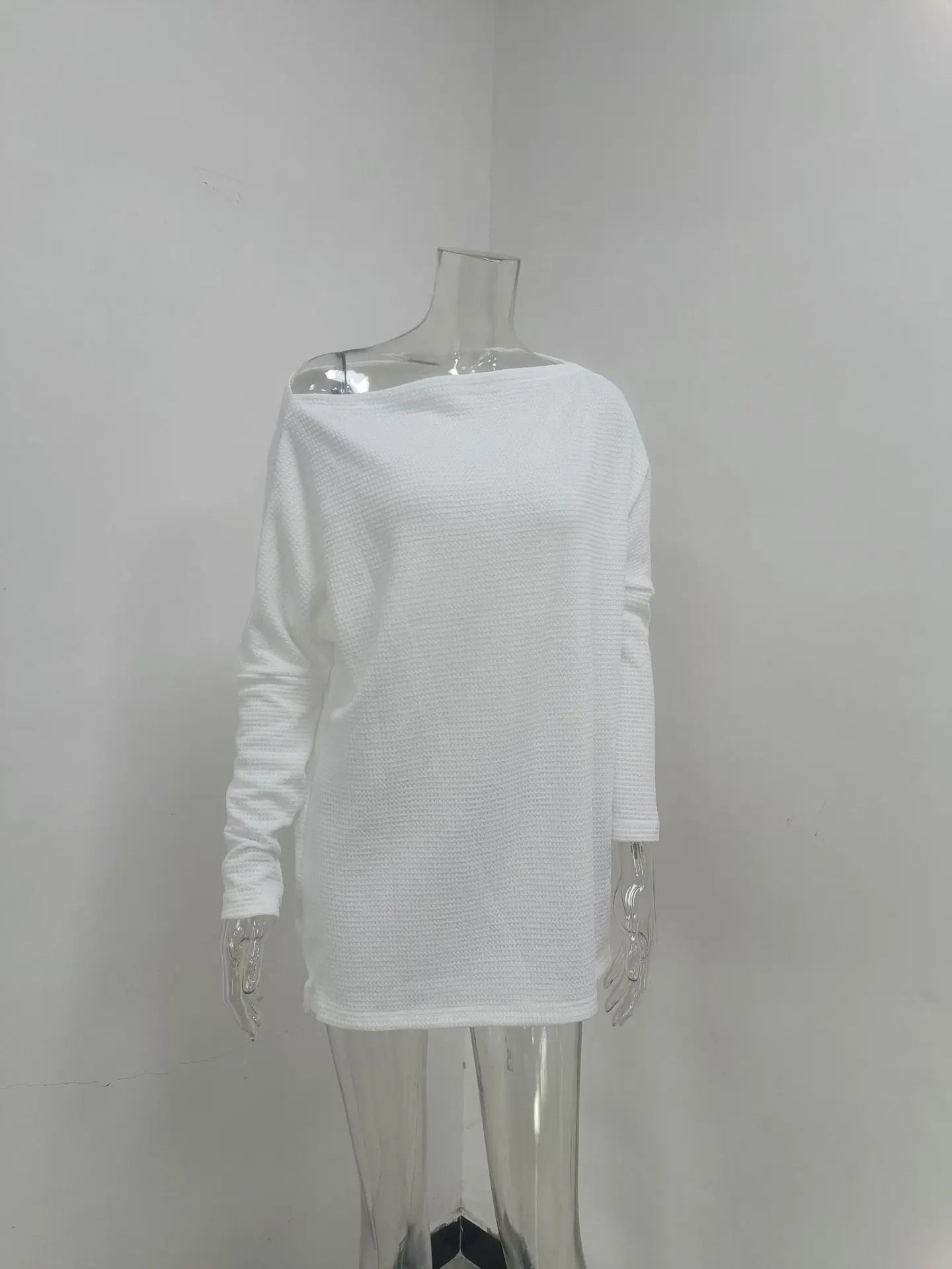 Asymmetric Hems Textured Knit Casual Top Pullover Blouses | Chuzko.com