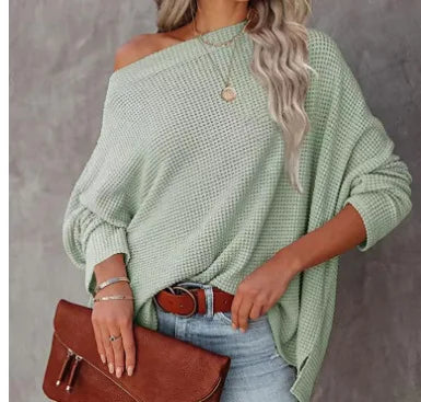 Asymmetric Hems Textured Knit Casual Top Pullover Blouses | Chuzko.com