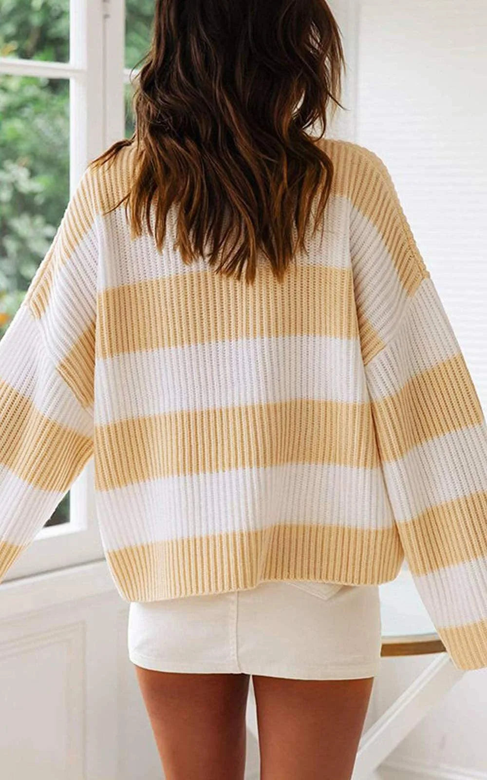 Casual Striped Chilly Season Oversized Pullover Sweater Pullover | Chuzko.com