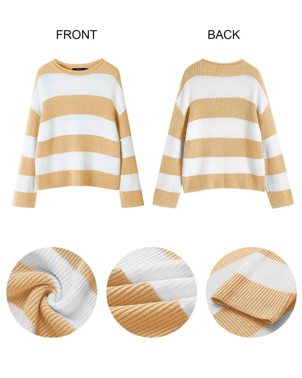 Casual Striped Chilly Season Oversized Pullover Sweater Pullover | Chuzko.com