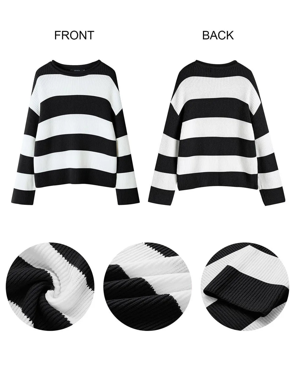 Casual Striped Chilly Season Oversized Pullover Sweater Pullover | Chuzko.com