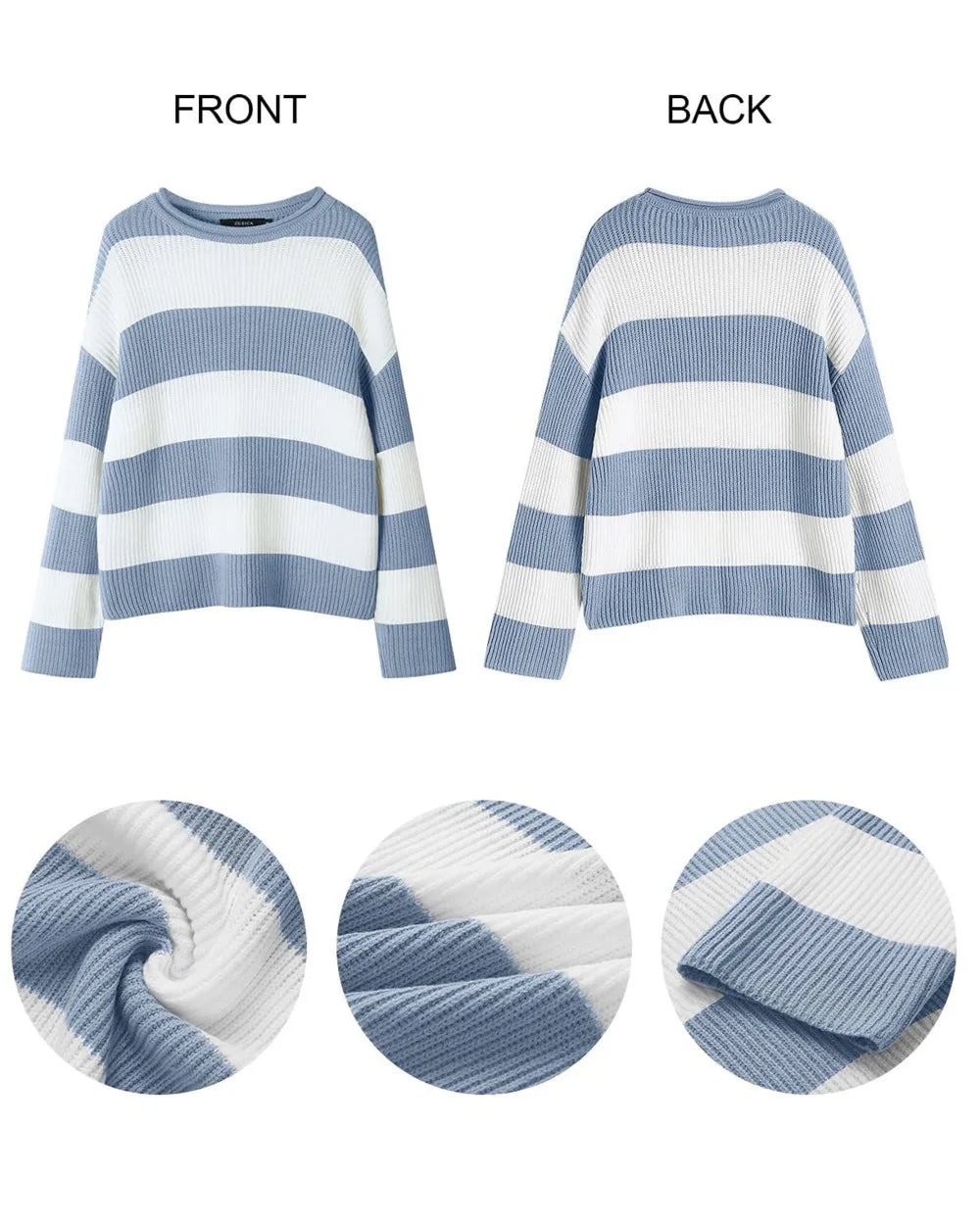 Casual Striped Chilly Season Oversized Pullover Sweater Pullover | Chuzko.com