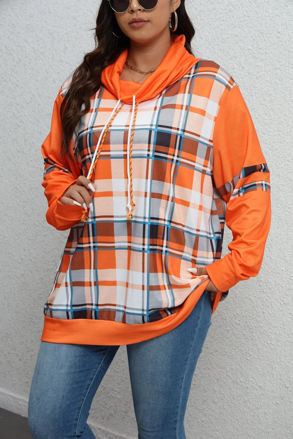 Autumn Glow Plaid Pullover Hoodie - Plus Size Plus Size Pullover | Chuzko.com