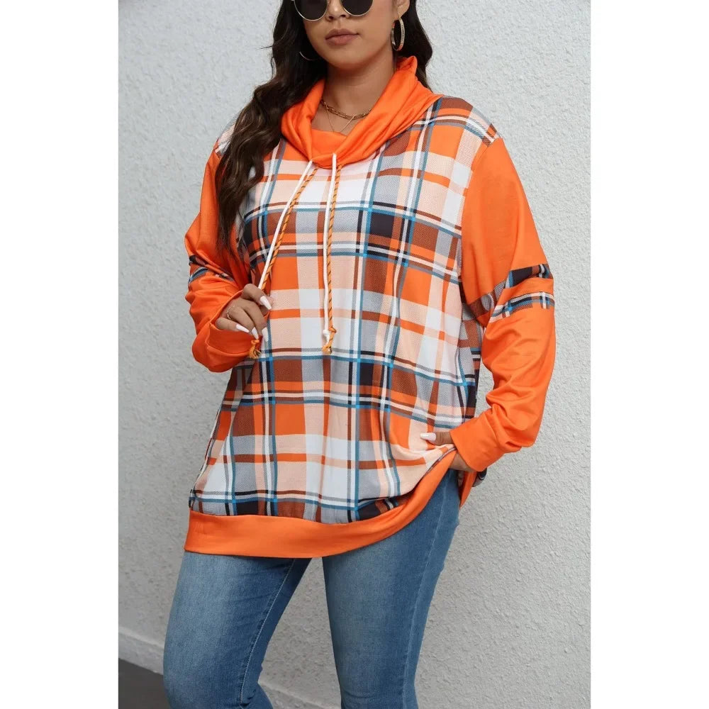 Autumn Glow Plaid Pullover Hoodie - Plus Size Plus Size Pullover | Chuzko.com