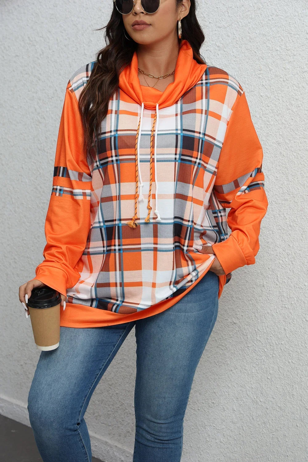 Autumn Glow Plaid Pullover Hoodie - Plus Size Plus Size Pullover | Chuzko.com