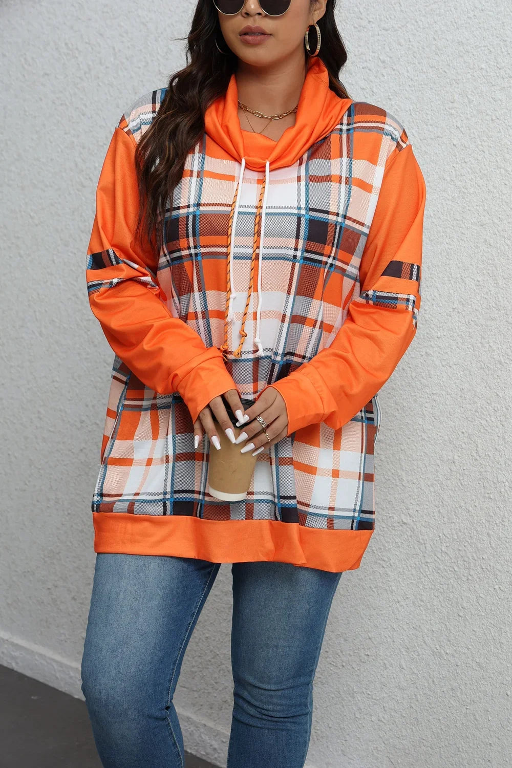 Autumn Glow Plaid Pullover Hoodie - Plus Size Plus Size Pullover | Chuzko.com