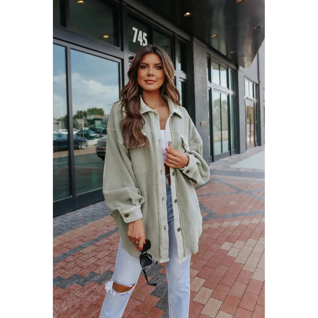 Oversized Urban Sherpa Layering Shacket Women Shackets | Chuzko.com