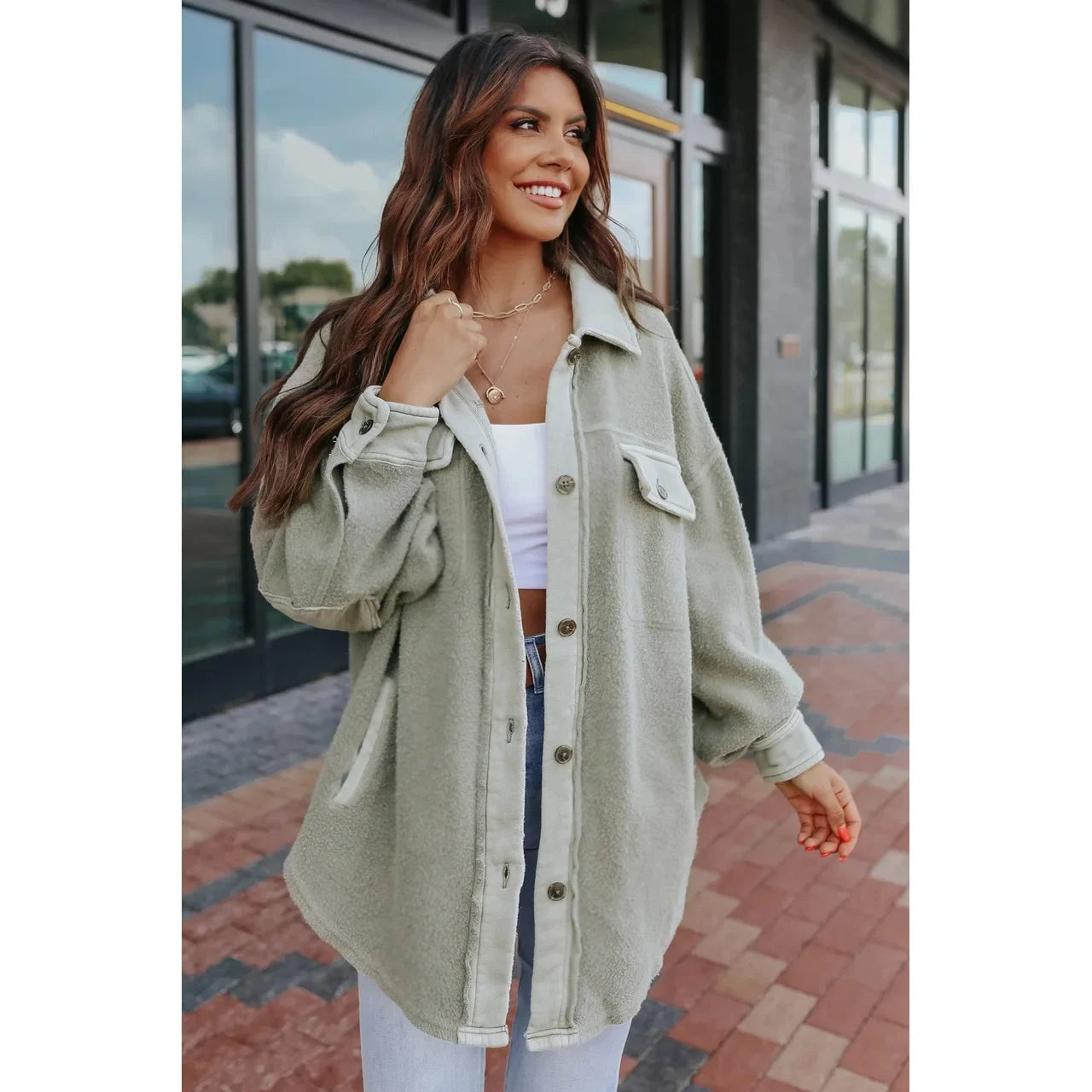 Oversized Urban Sherpa Layering Shacket	