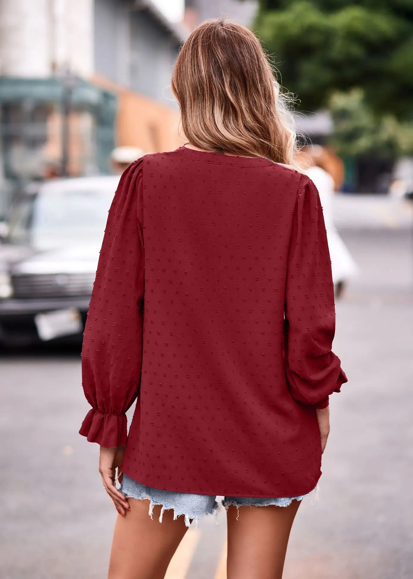 Day-to-Night V-Neck Blouse Pullover Blouses | Chuzko.com