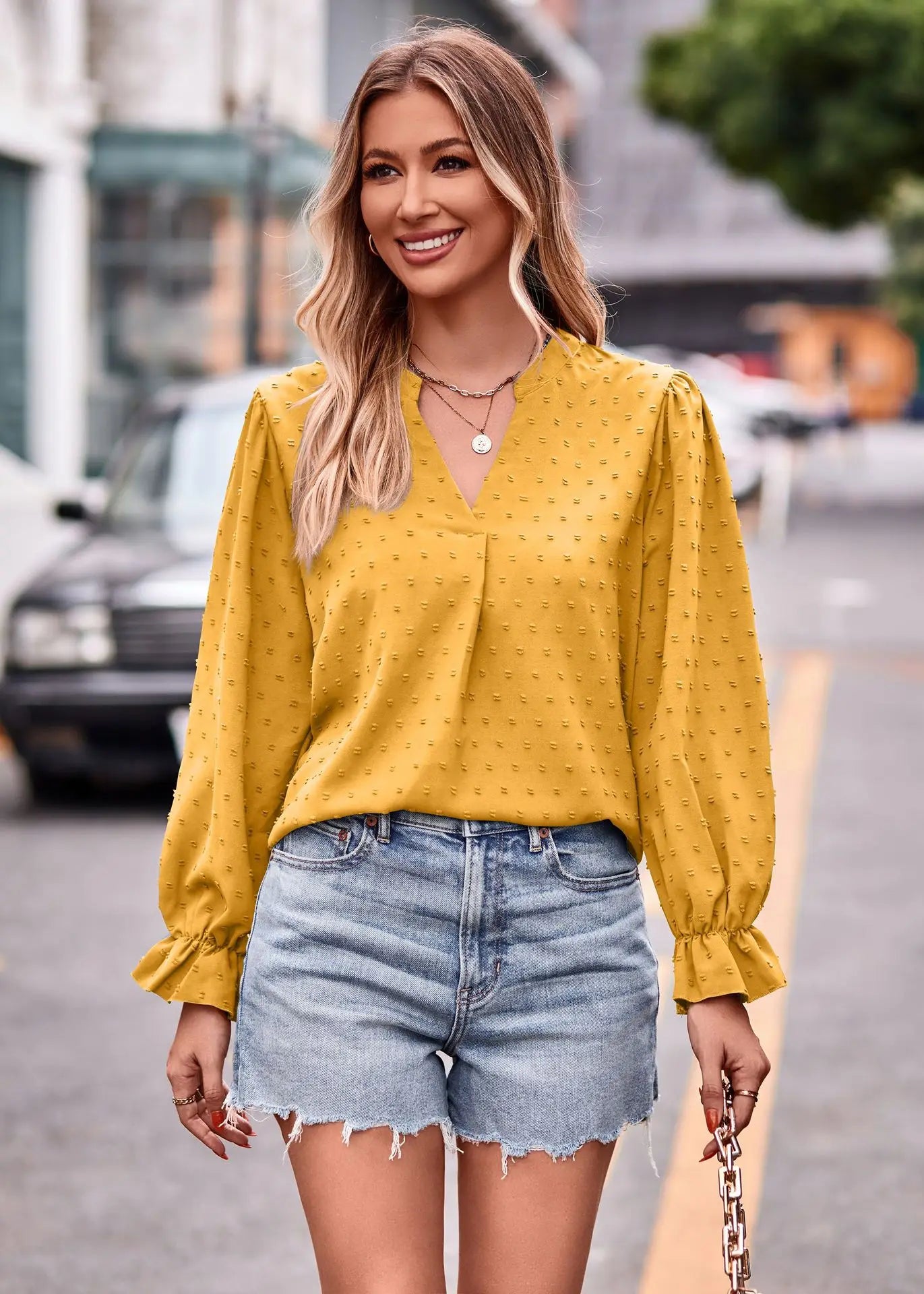 Day-to-Night V-Neck Blouse Pullover Blouses | Chuzko.com