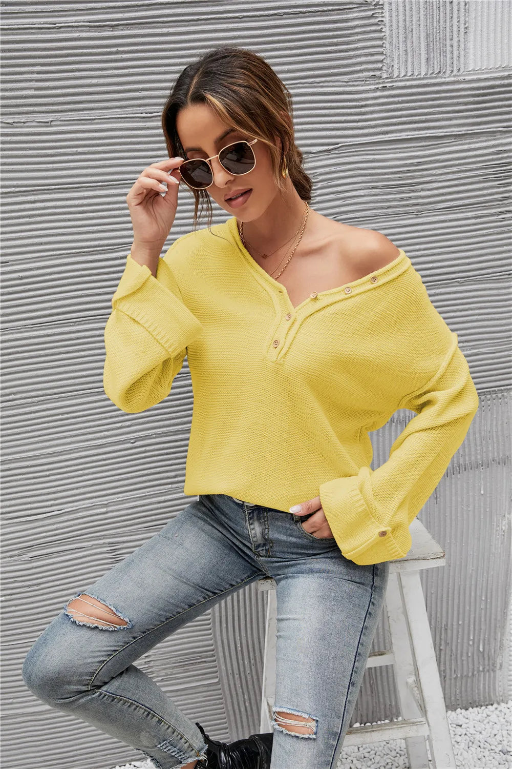 Crisp Morning Waffle Crop Pullover Sweaters | Chuzko.com