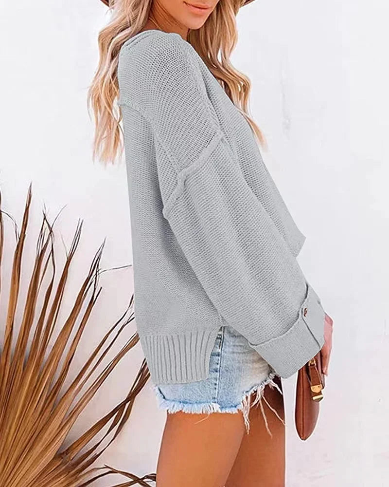 Crisp Morning Waffle Crop Pullover Sweaters | Chuzko.com