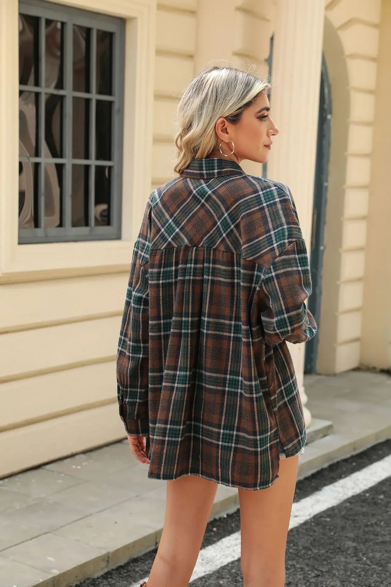 Laid-back Layers Plaid Shacket Women Shackets | Chuzko.com