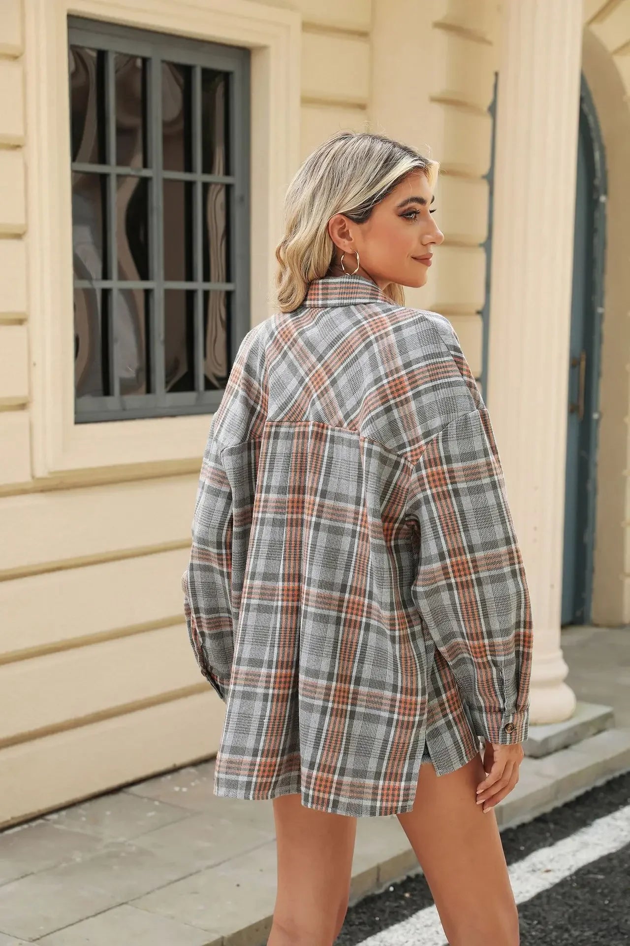 Laid-back Layers Plaid Shacket Women Shackets | Chuzko.com