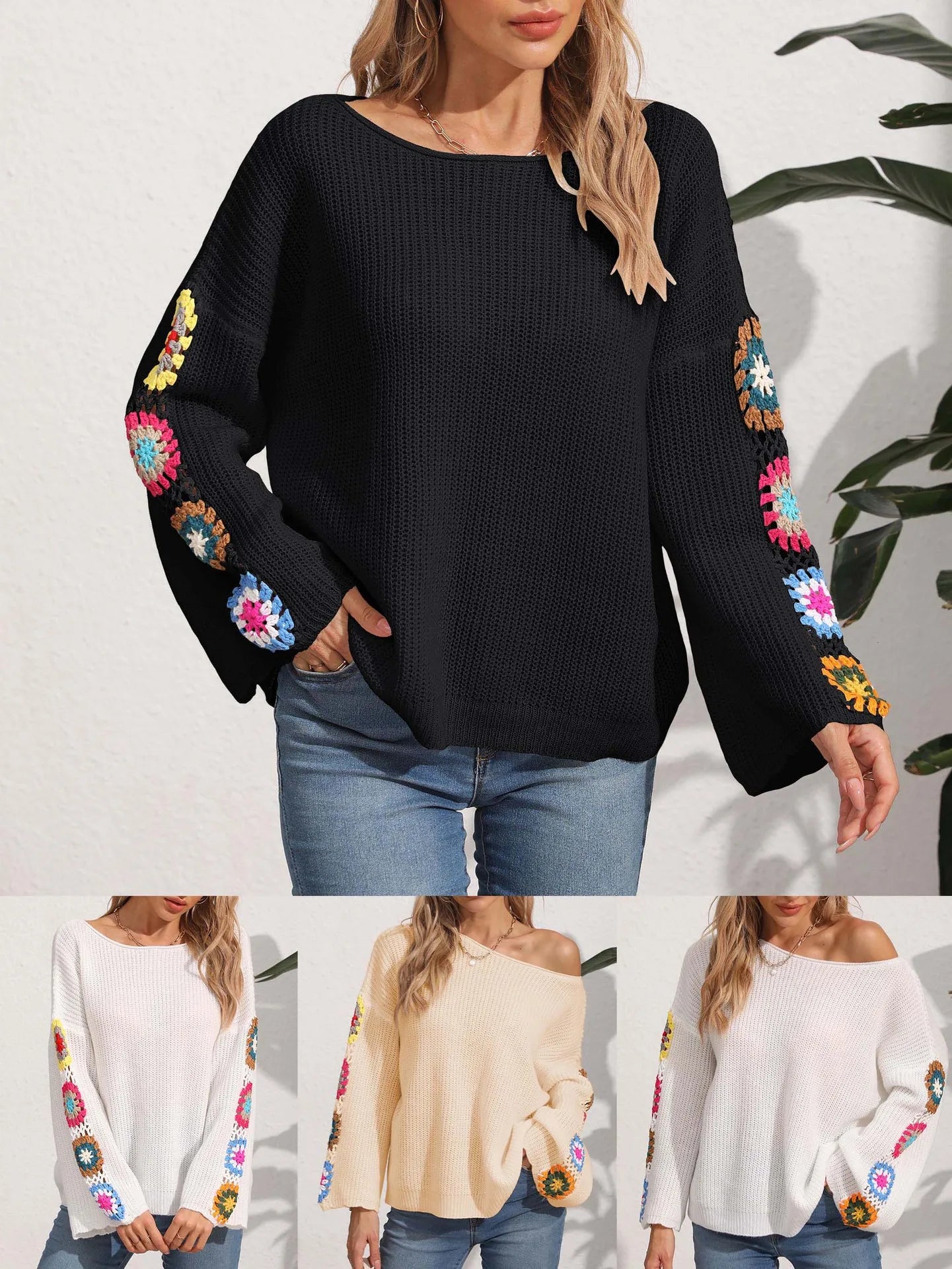 Folk Embroidered Cozy Pullover Pullover Sweaters | Chuzko.com