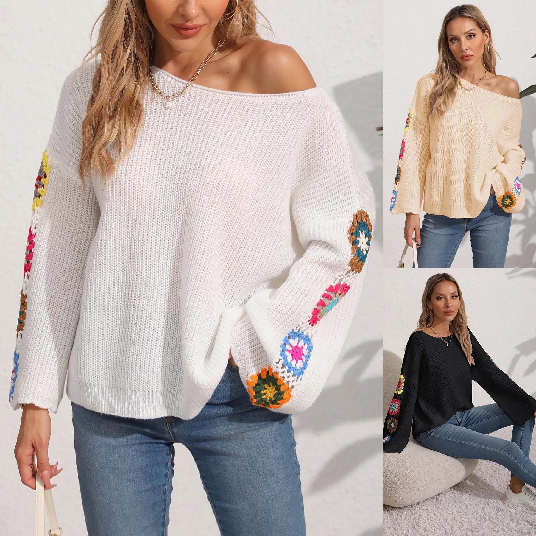 Folk Embroidered Cozy Pullover Pullover Sweaters | Chuzko.com