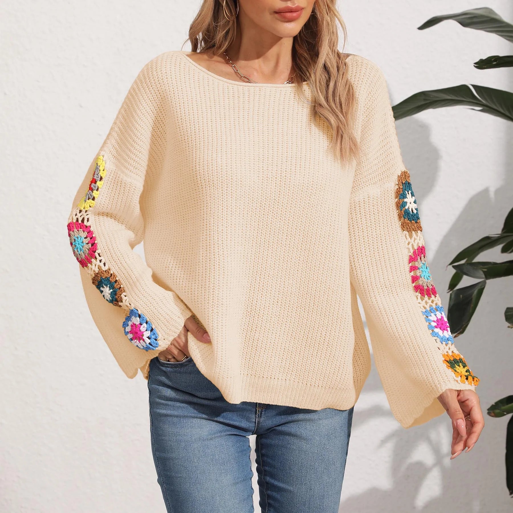 Folk Embroidered Cozy Pullover Pullover Sweaters | Chuzko.com