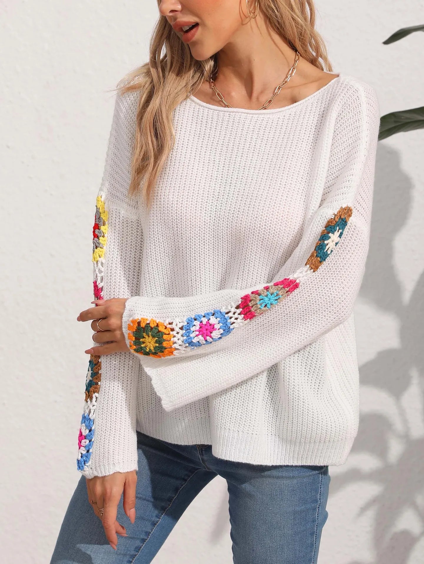 Folk Embroidered Cozy Pullover Pullover Sweaters | Chuzko.com