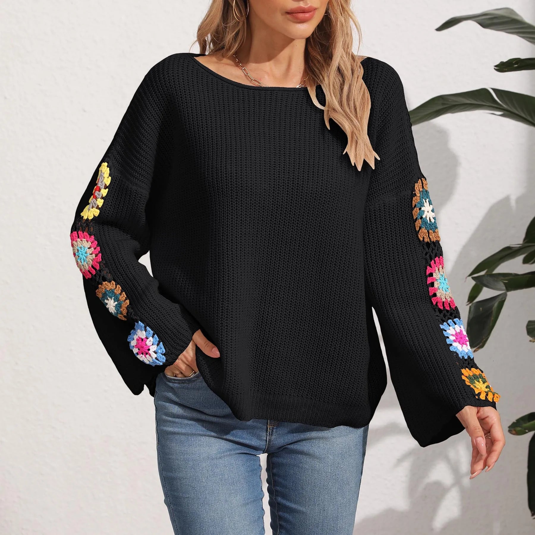 Folk Embroidered Cozy Pullover Pullover Sweaters | Chuzko.com