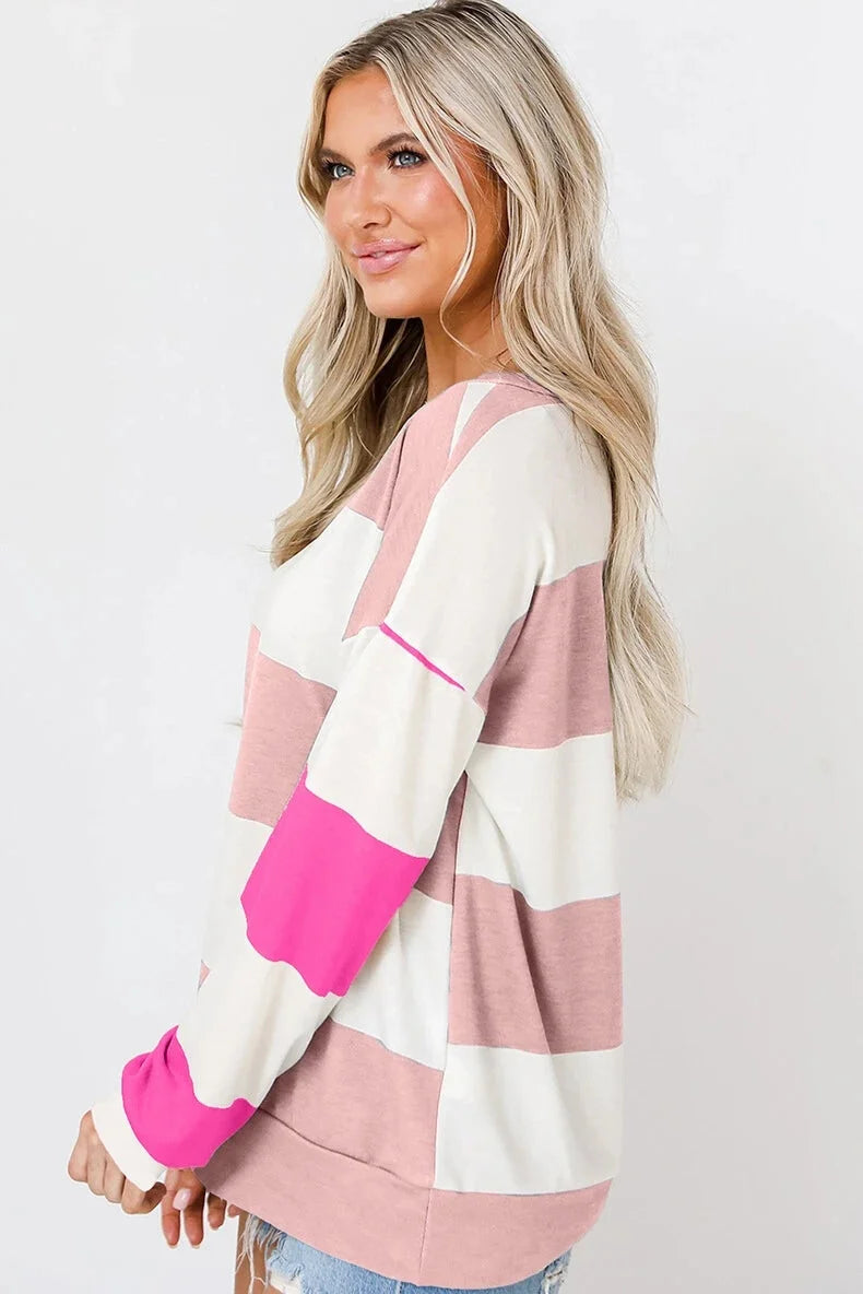 Comfy Multi-Stripe Sweatshirt Pullovers Sweatshirts | Chuzko.com