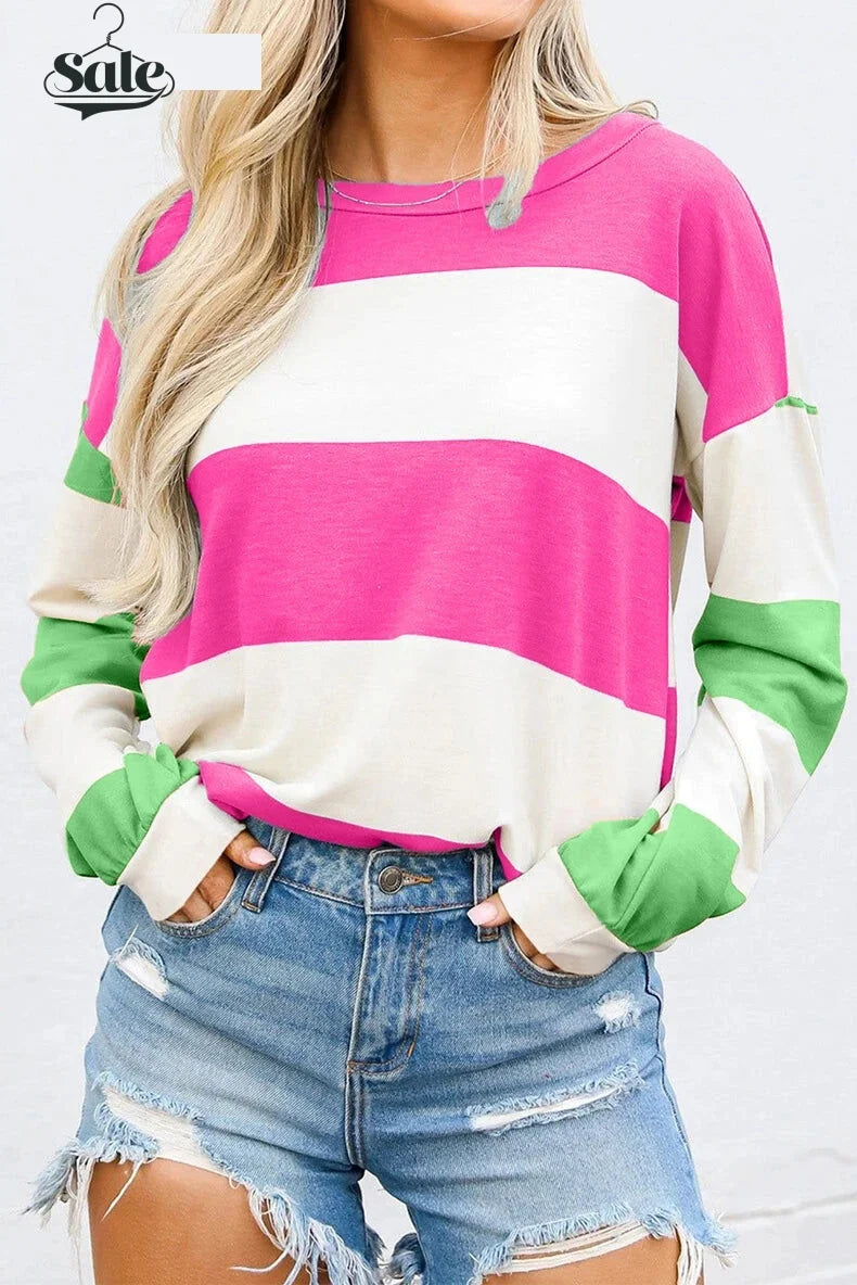 Comfy Multi-Stripe Sweatshirt Pullovers Sweatshirts | Chuzko.com