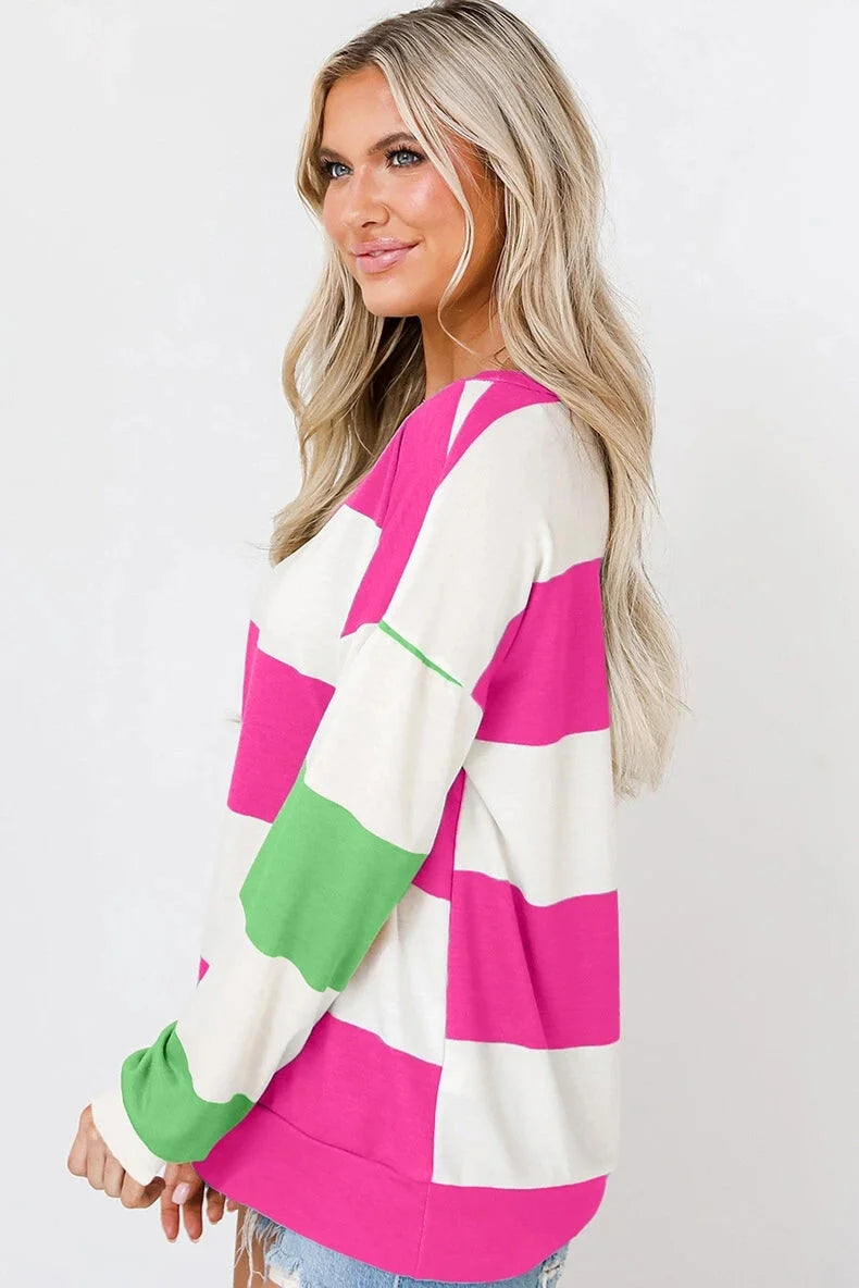 Comfy Multi-Stripe Sweatshirt Pullovers Sweatshirts | Chuzko.com