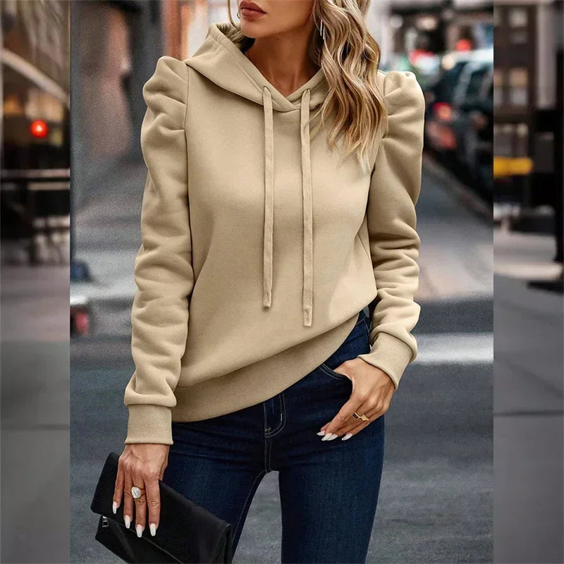 Women’s Cozy Pullover Hoodie with Puffed Sleeves Pullover Hoodies | Chuzko.com