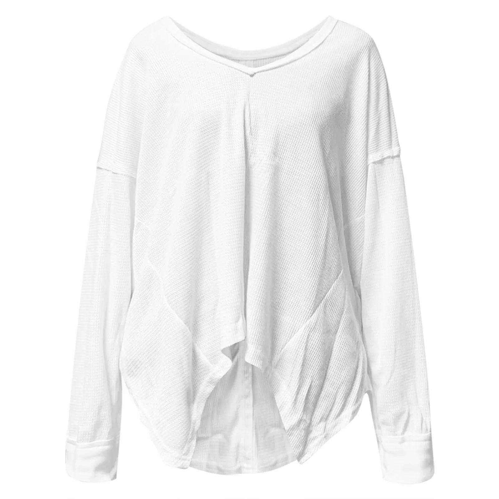 Slouchy Waffle Textured Knit for Relaxed Days Pullover Blouses | Chuzko.com