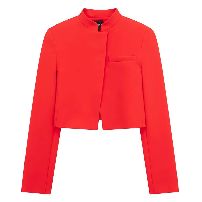 High-Neck Red Cropped Blazer – Tailored Women’s Jacket Women | Chuzko.com