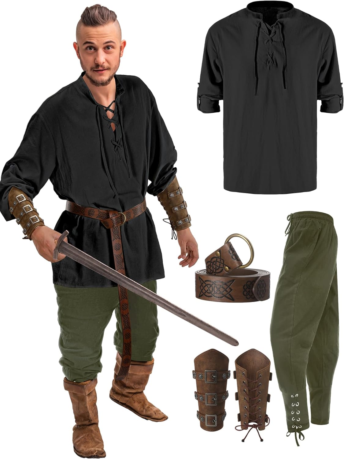 4 Pcs Medieval Maven Ensemble Kit - Halloween Best Male Halloween | Chuzko.com