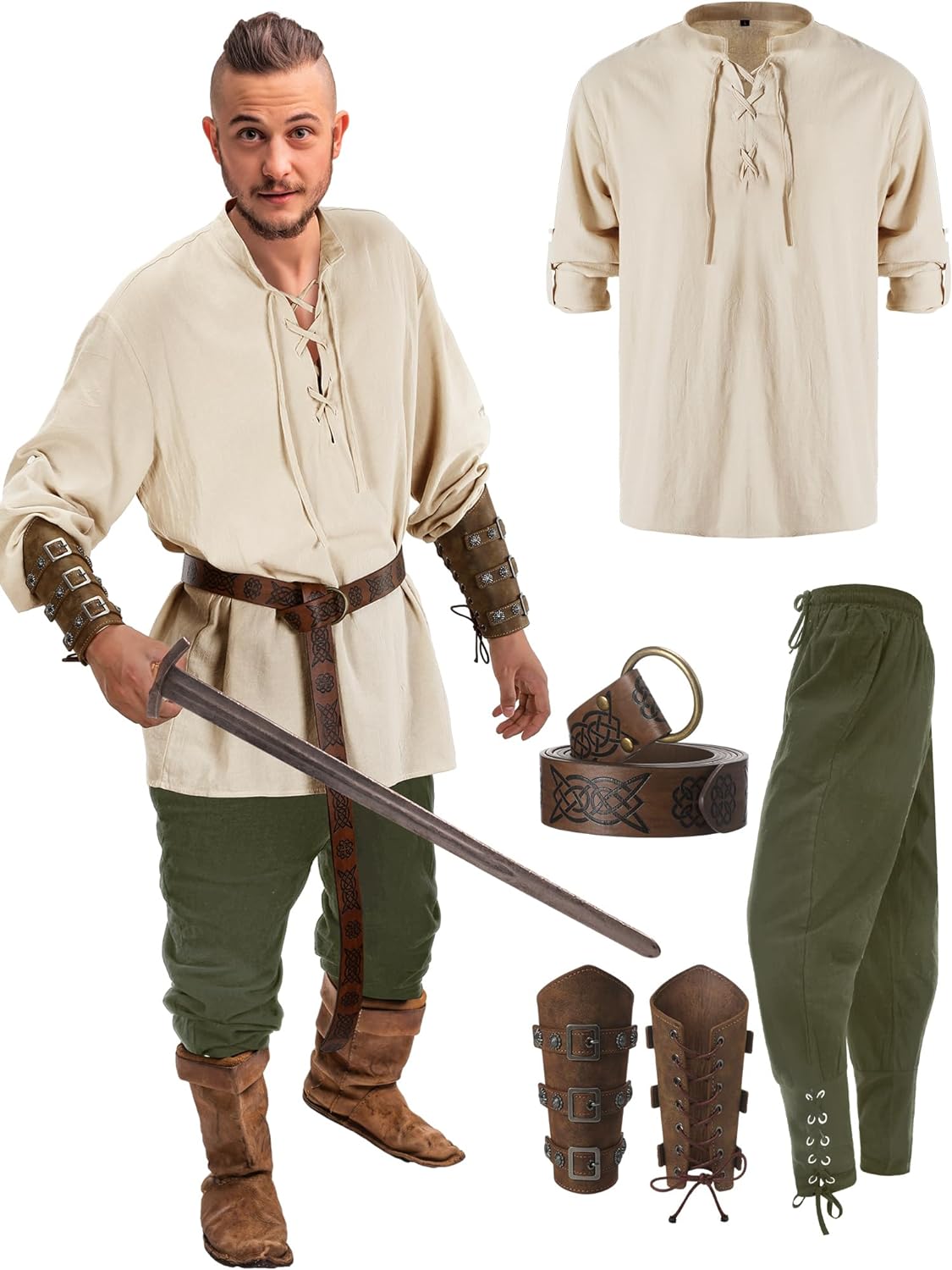 4 Pcs Medieval Maven Ensemble Kit - Halloween Best Male Halloween | Chuzko.com