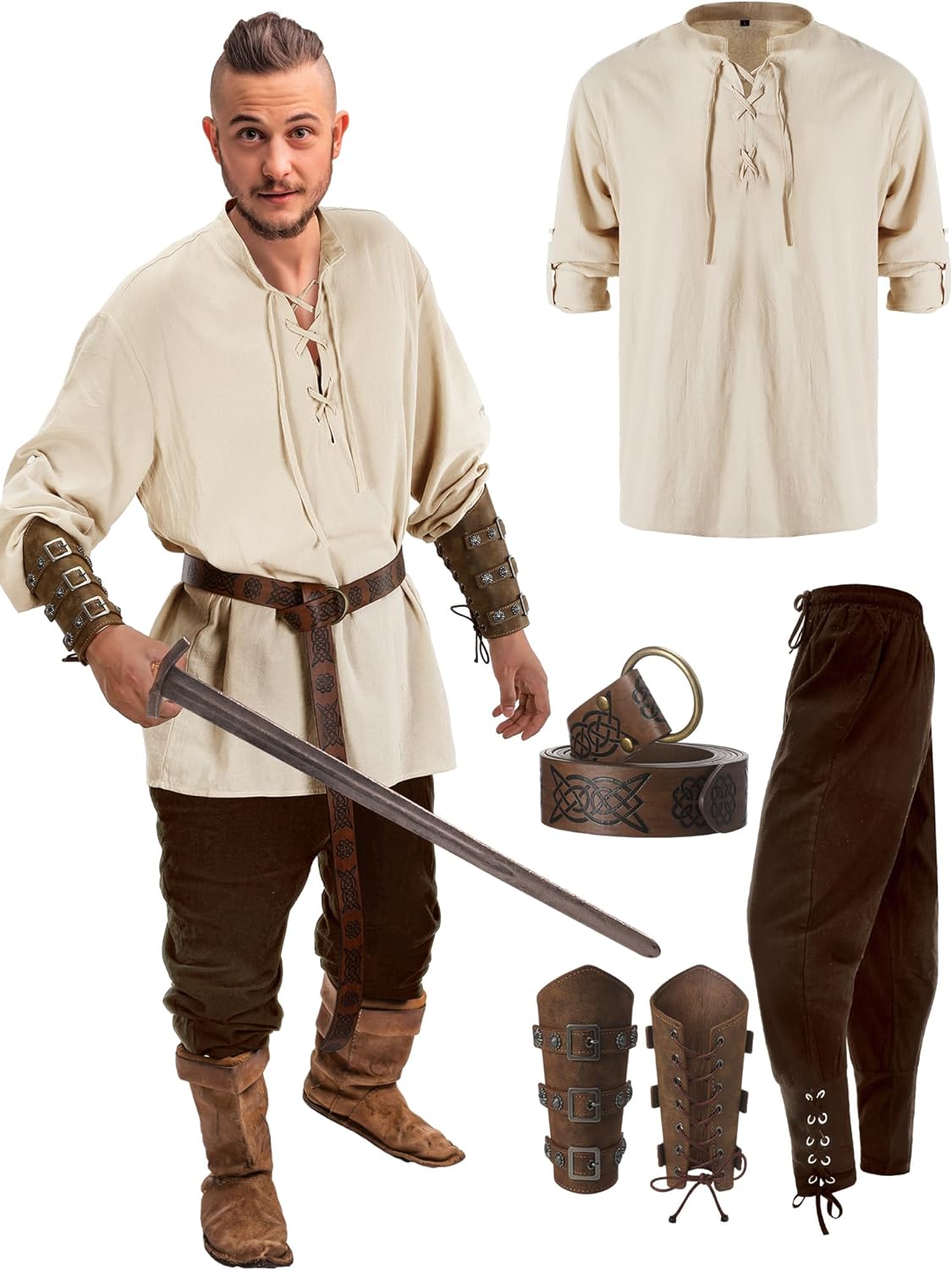 4 Pcs Medieval Maven Ensemble Kit - Halloween Best Male Halloween | Chuzko.com