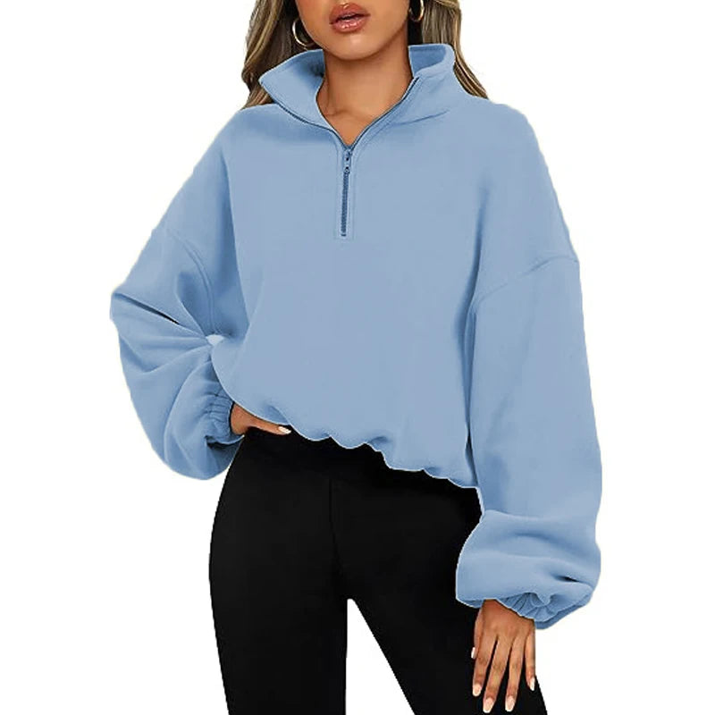 Casual Fleece Streetwear Half Zip Up Pullover Sweatshirt | Chuzko.com