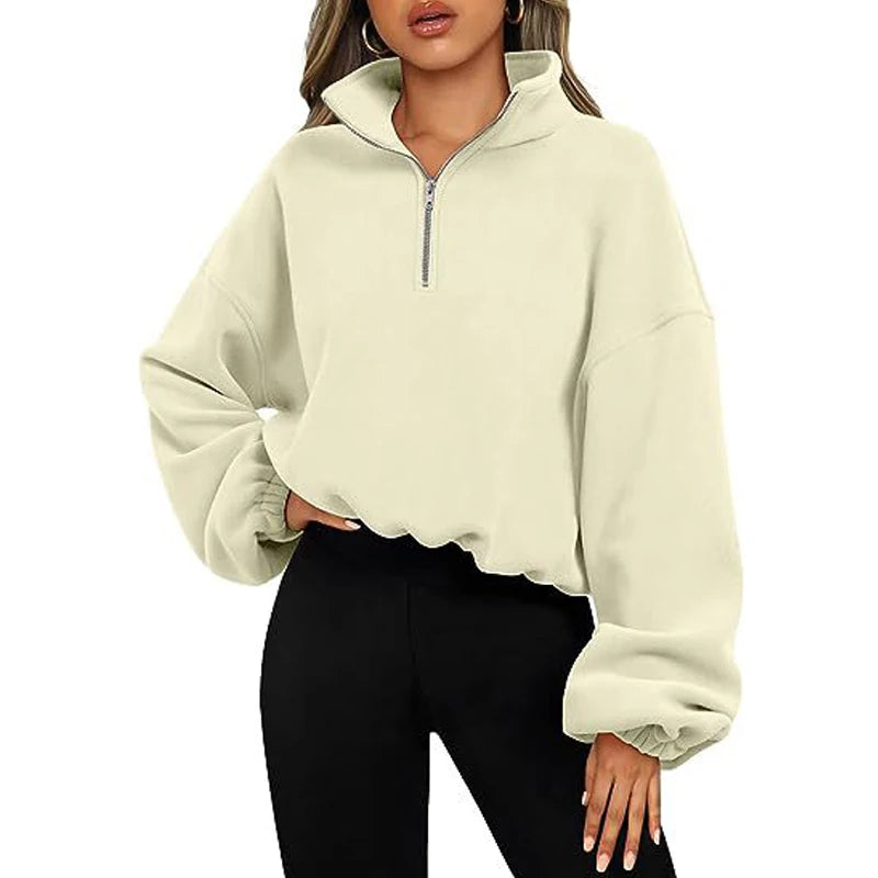 Casual Fleece Streetwear Half Zip Up Pullover Sweatshirt | Chuzko.com