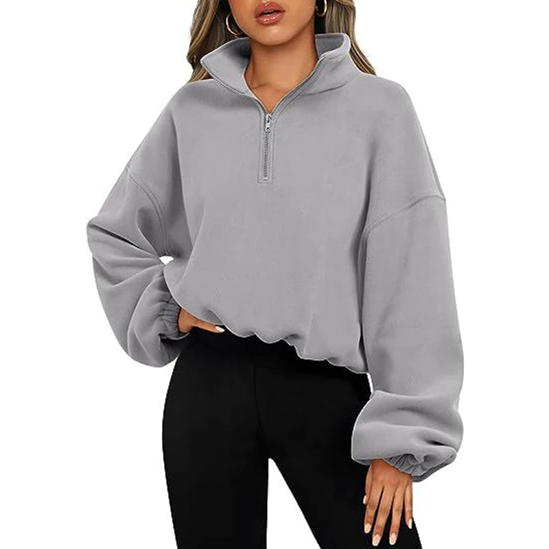 Casual Fleece Streetwear Half Zip Up Pullover Sweatshirt | Chuzko.com