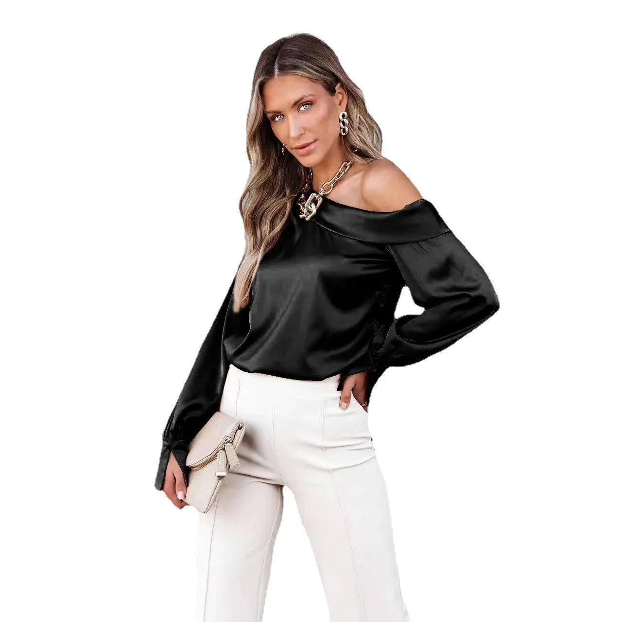 Trendy Asymmetrical Satin Women's Blouse Satin Blouses | Chuzko.com