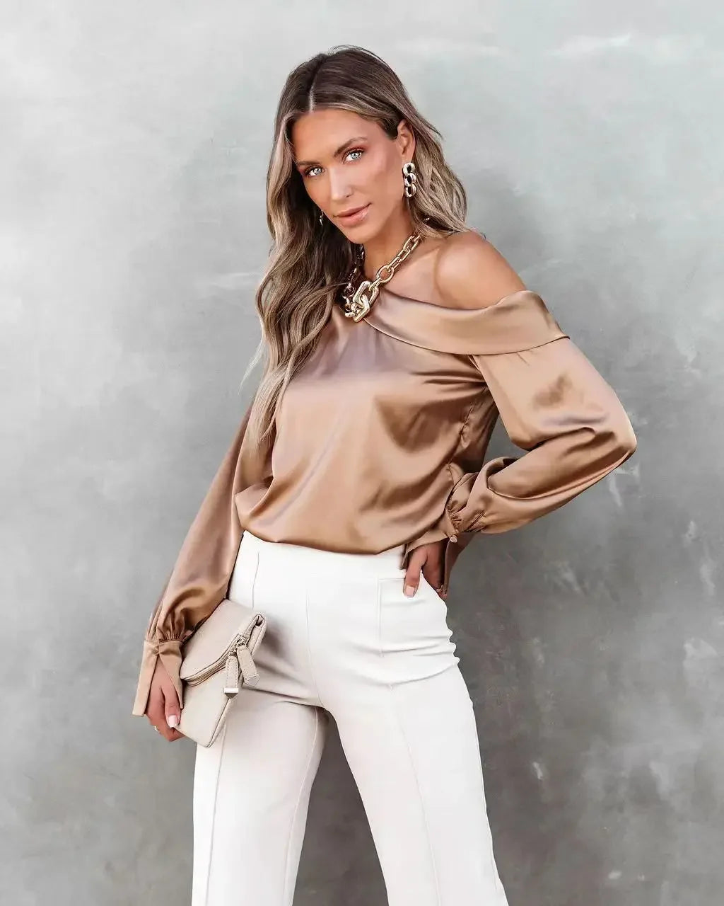 Trendy Asymmetrical Satin Women's Blouse Satin Blouses | Chuzko.com