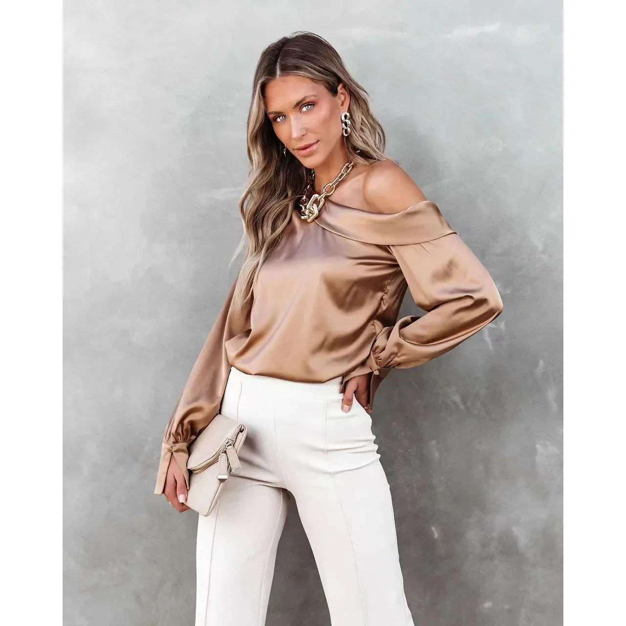 Trendy Asymmetrical Satin Women's Blouse Satin Blouses | Chuzko.com