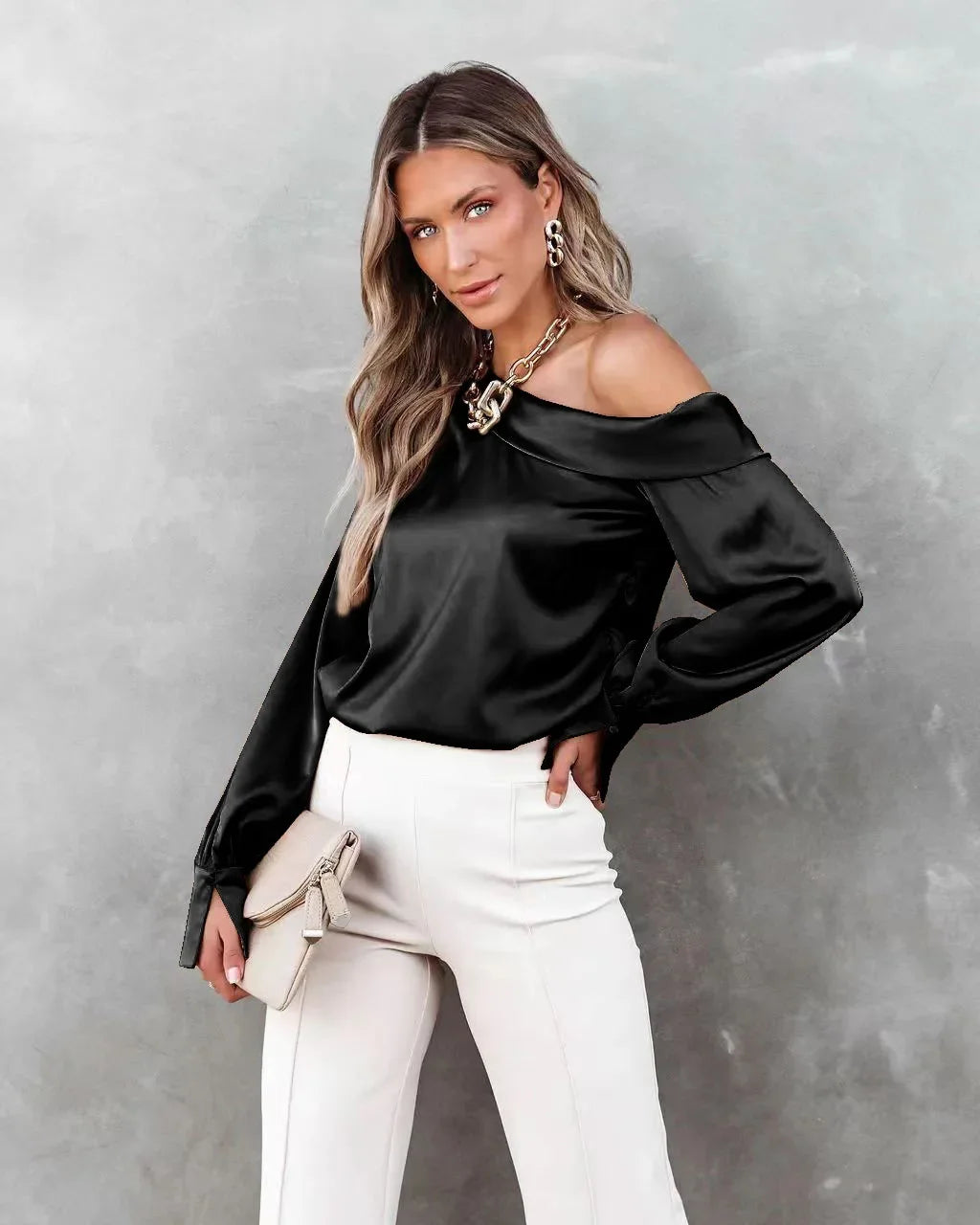 Trendy Asymmetrical Satin Women's Blouse Satin Blouses | Chuzko.com