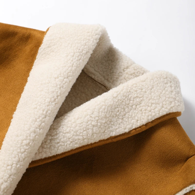 Stylish Sherpa-Lined Artisan Coat Suede Jackets | Chuzko.com