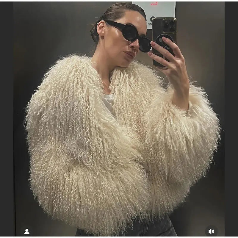 Cuddle Puff Faux Fur Crop Jacket Faux Fur Jackets | Chuzko.com