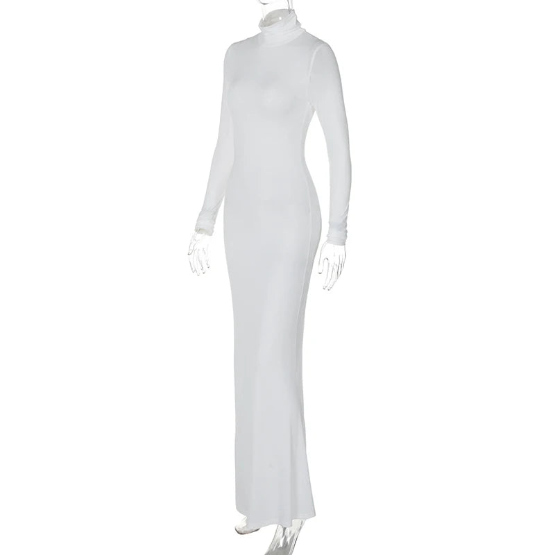 Body-Revealing-Hugging Long Sleeve Mermaid Maxi Dress Maxi | Chuzko.com