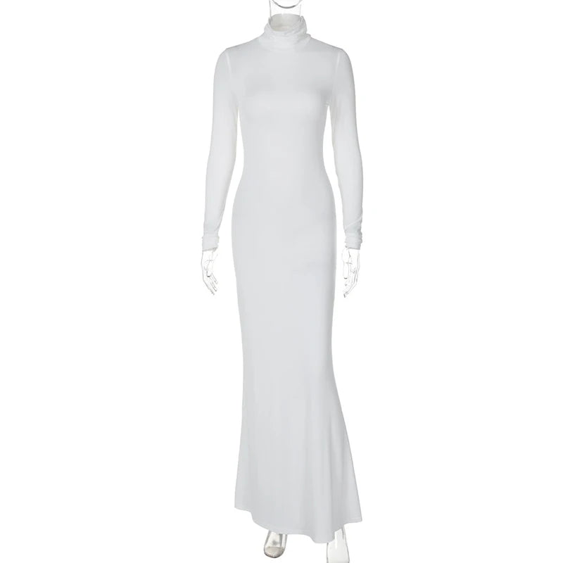 Body-Revealing-Hugging Long Sleeve Mermaid Maxi Dress Maxi | Chuzko.com