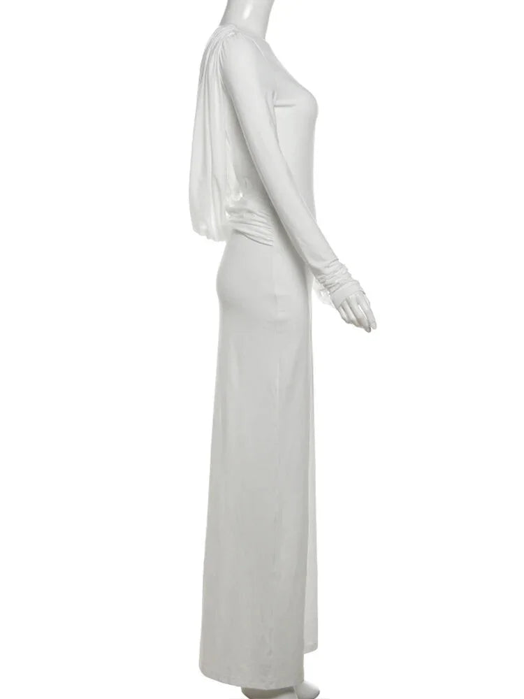 Chic Cowl-Back Maxi Gown for Formal Evenings Evening Gown | Chuzko.com